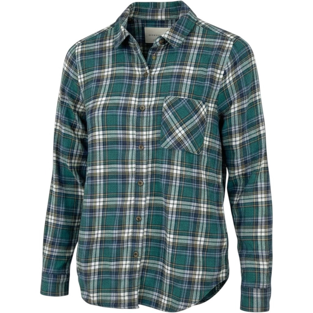 Aeropostale Flannel Shirt Womens Medium Green Plaid Boyfriend Fit Casual Grunge
